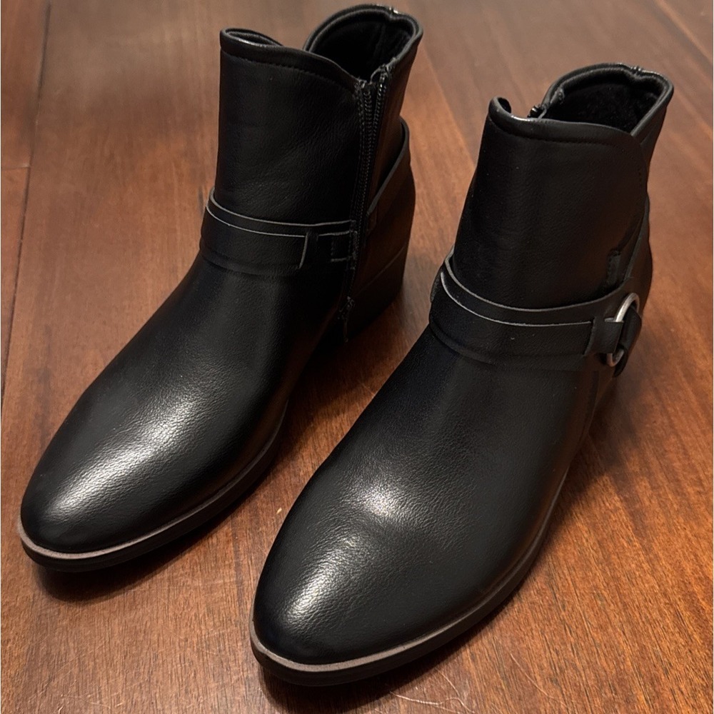 Baretraps Marshall Womens 9 Black‎ Moto Ankle Boots Zip Harness Comfort Bootie